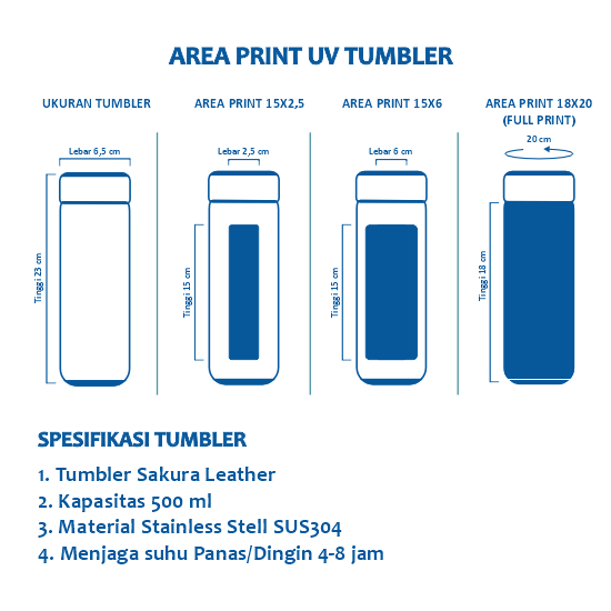 Tumbler Sakura Leather 500ml Print UV 15X2,5