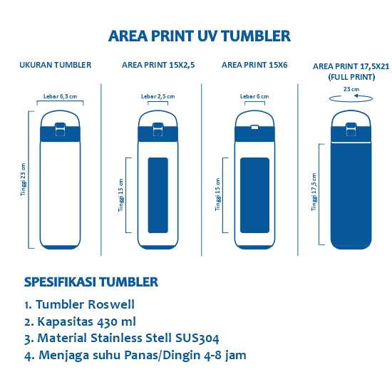 Tumbler Roswell 430ml Print UV 15x2,5