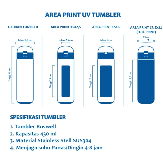 Tumbler Roswell 430ml Print UV 15x2,5
