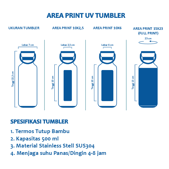 Termos Tutup Bambu 500ml Print UV 10x2,5