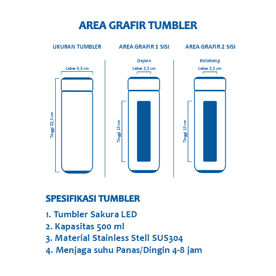 Tumbler Sakura LED 500ml Grafir