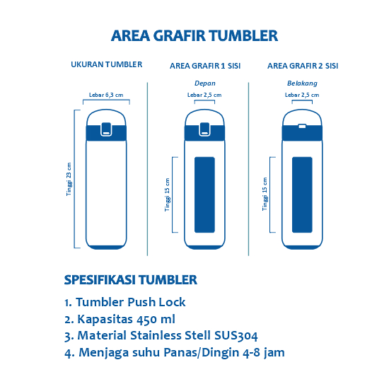 Tumbler Push Lock 450ml Grafir