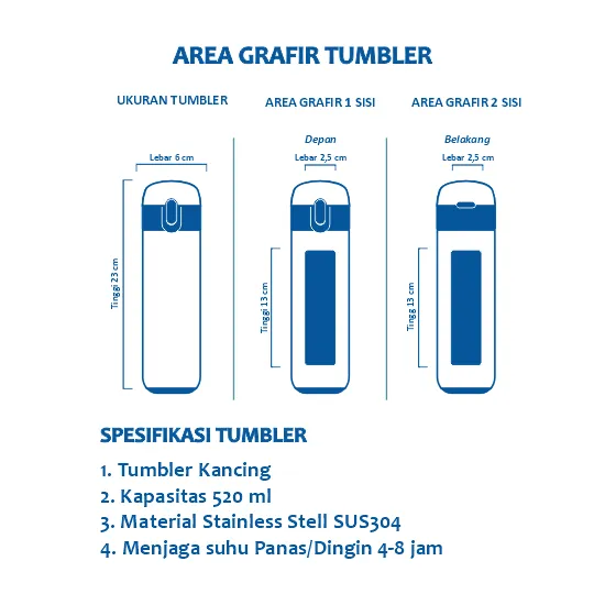 Tumbler Kancing 520ml Grafir
