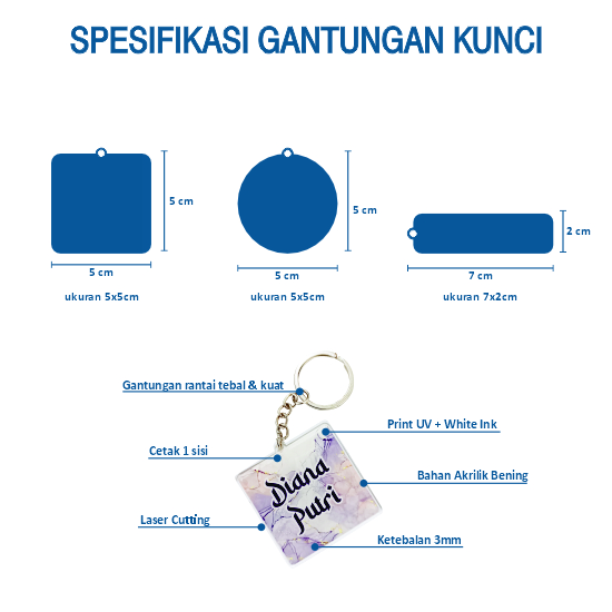Gantungan Kunci Akrilik Standar 7x2 Landscape