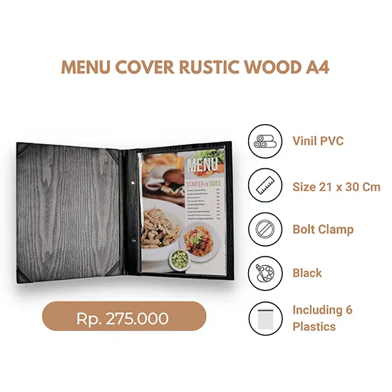 Buku Menu Kulit Rustic Wood A4