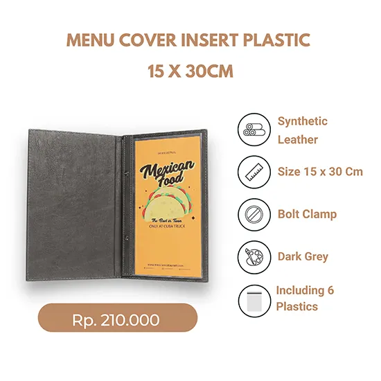 Buku Menu Kulit Synthetic Leather Premium 15x30cm