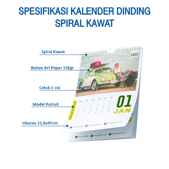 Kalender Spiral Kawat Art Paper 150gr Isi 6 Lembar