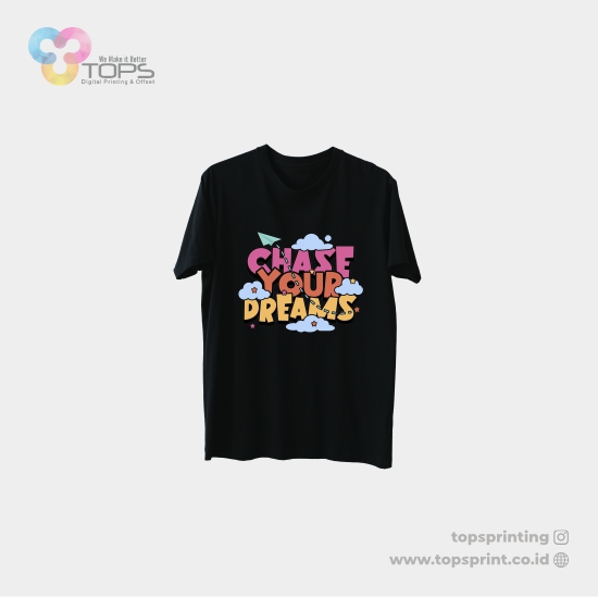 Cetak Sablon DTF A3 Kaos Lengan Pendek 24s S-XL