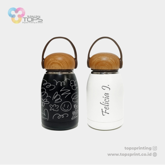 Tumbler Jamur Motif Kayu 300ml Grafir 15x2,5