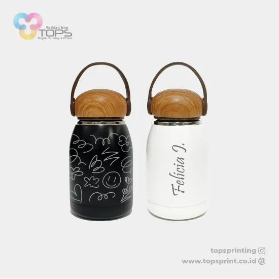 Tumbler Jamur Motif Kayu 300ml Grafir 15x2,5