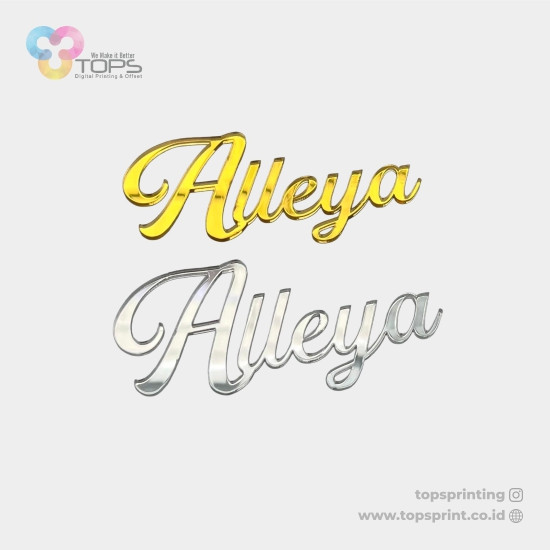 Custom Nama Mahar Akrilik Gold 100x30 mm