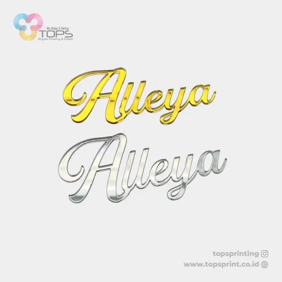 Custom Nama Mahar Akrilik Gold 100x30 mm